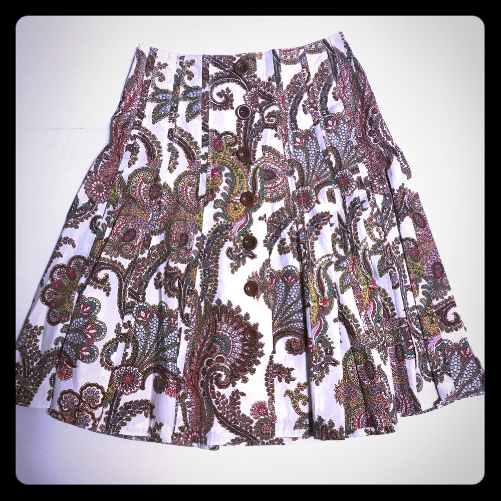 CAbi Cotton Paisley Button Front Skirt [SK-59]